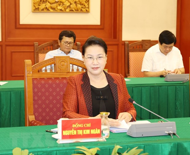 Ủy viên Bộ Chính trị, Chủ tịch Quốc hội Nguyễn Thị Kim Ngân phát biểu tại cuộc họp Tiểu ban Văn kiện Đại hội XIII của Đảng. (Ảnh: Trí Dũng/TTXVN)