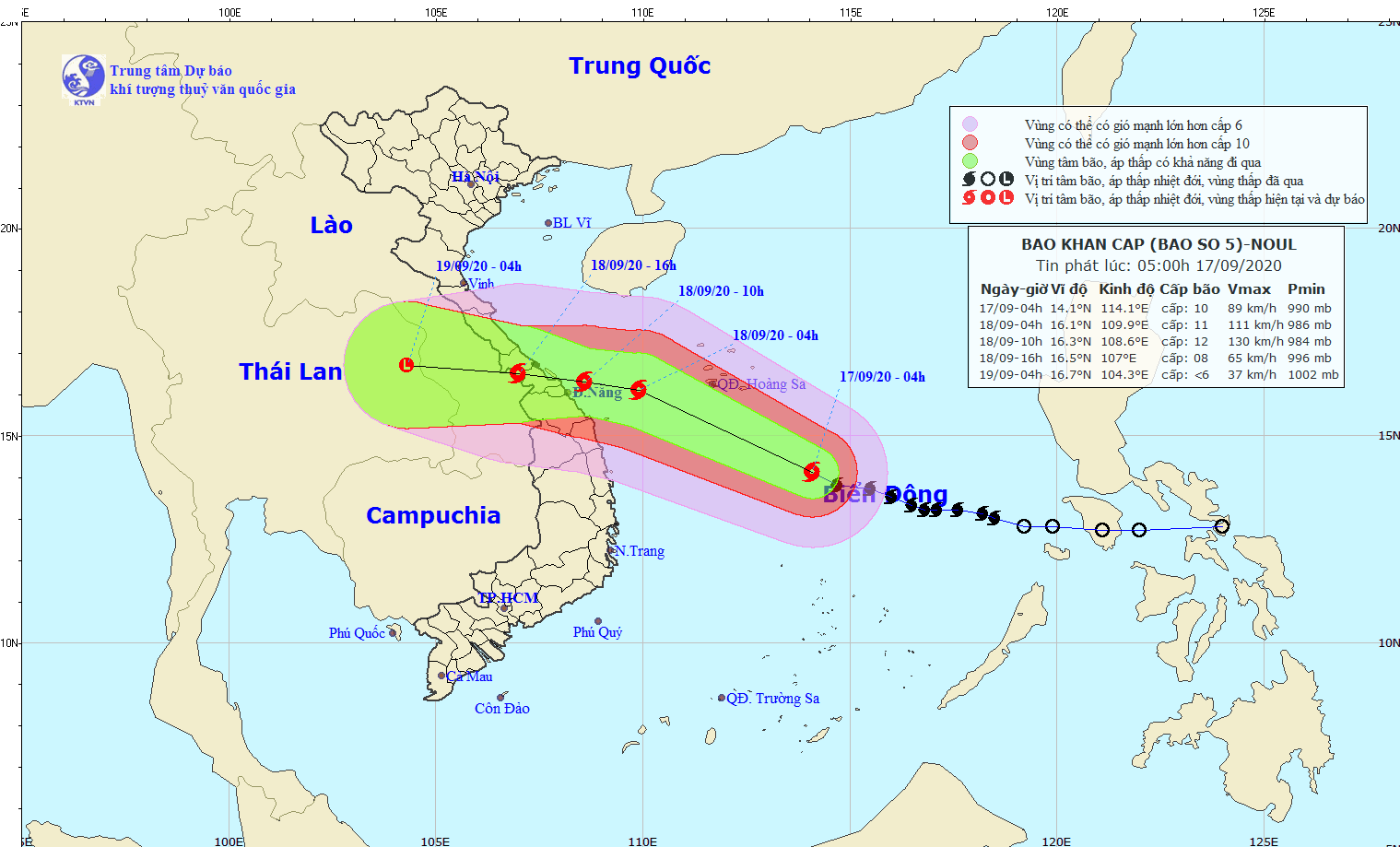 Dự báo đường đi của cơn bão. Ảnh: nchmf.gov.vn