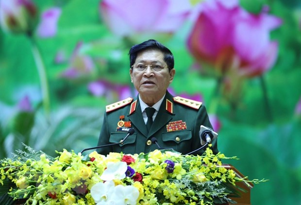 Đại tướng Ngô Xuân Lịch, Ủy viên Bộ Chính trị, Phó Bí thư Quân ủy Trung ương, Bộ trưởng Bộ Quốc phòng phát biểu khai mạc. (Ảnh: TTXVN)