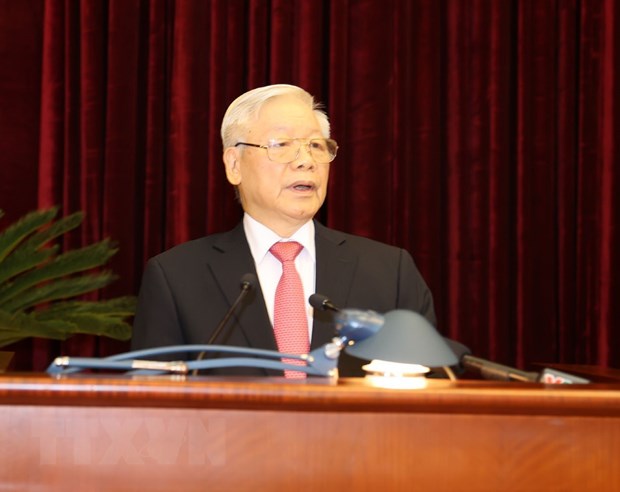 Tổng Bí thư, Chủ tịch nước Nguyễn Phú Trọng phát biểu khai mạc Hội nghị. (Ảnh: Trí Dũng/TTXVN)