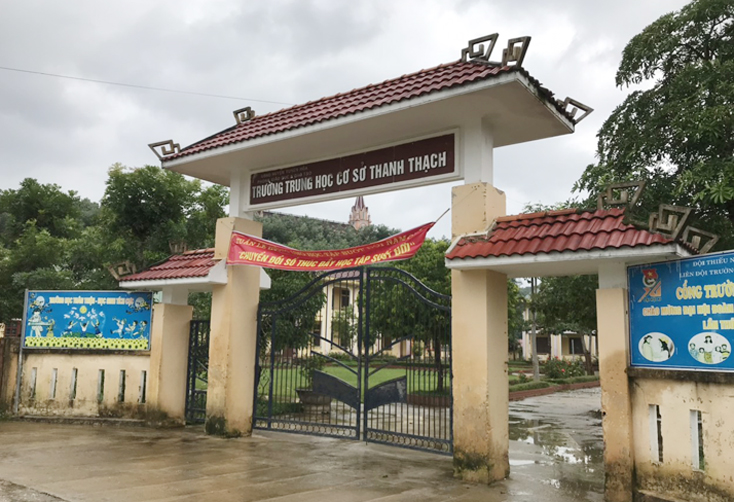 Các trường học trên địa bàn huyện Tuyên Hóa bảo đảm đón học sinh tới trường vào sáng 12-10 (Ảnh: Trường THCS Thanh Thạch, huyện Tuyên Hóa).