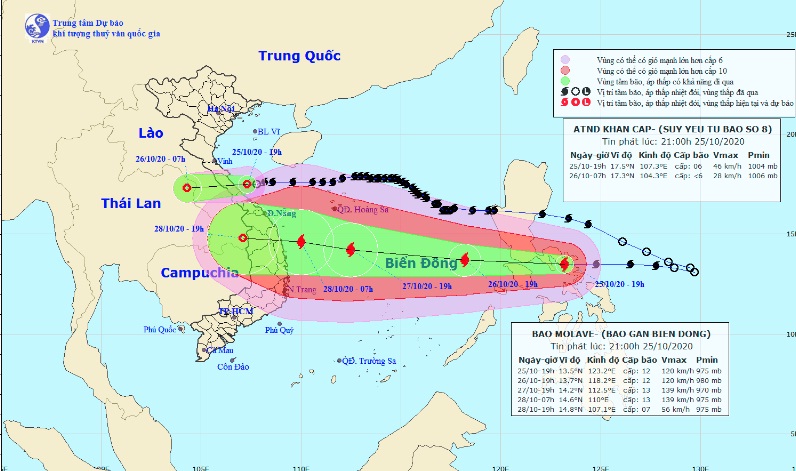  Áp thấp nhiệt đới gây mưa to từ Nghệ An đến Thừa Thiên - Huế. Ảnh: nchmf.gov.vn