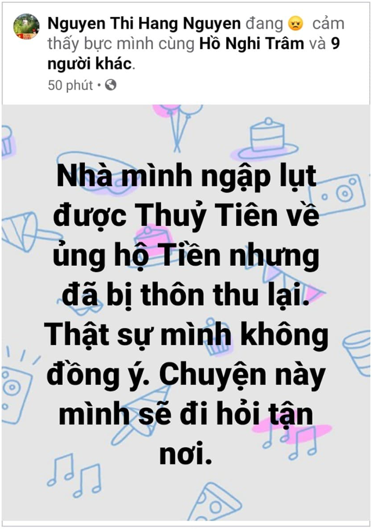 Thông tin đăng tải trên tài khoản Facebook “Nguyen Thi Hang Nguyen” sáng ngày 29-10-2020