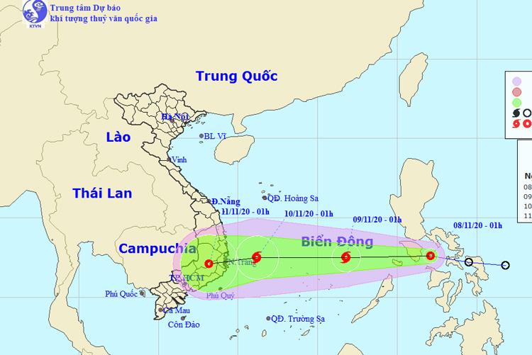  Vị trí của áp thấp nhiệt đới. Nguồn: NCHMF
