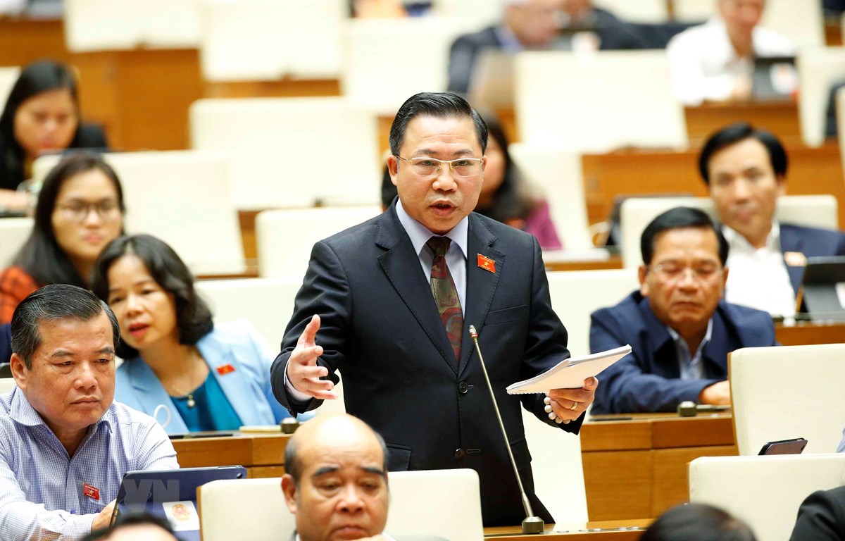 Đại biểu Quốc hội tỉnh Bến Tre Lưu Bình Nhưỡng phát biểu ý kiến. (Ảnh: Doãn Tấn/TTXVN)