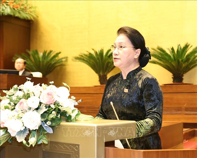  Chủ tịch Quốc hội Nguyễn Thị Kim Ngân phát biểu bế mạc kỳ họp. Ảnh: Doãn Tấn/TTXVN