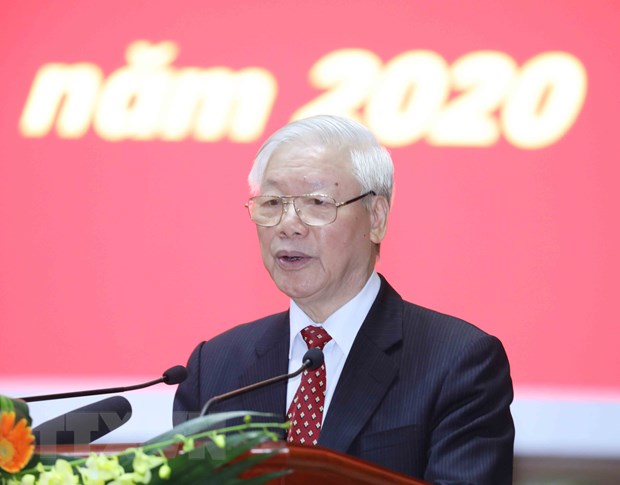 Tổng Bí thư, Chủ tịch nước Nguyễn Phú Trọng phát biểu tại Hội nghị. (Ảnh: Phương Hoa/TTXVN)