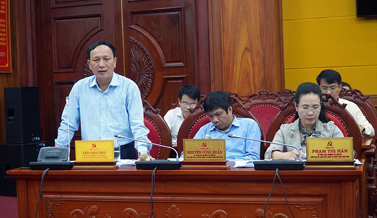 Đồng chí Phó Bí thư Tỉnh ủy Trần Hải Châu phát biểu tại hội nghị