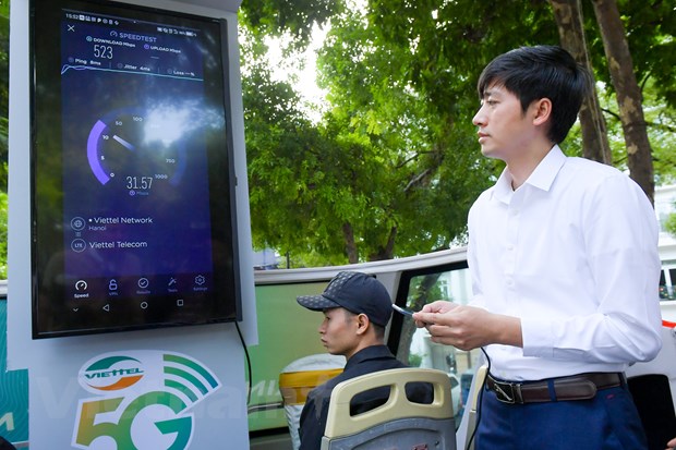 Viettel chính thức công bố khai trương kinh doanh thử nghiệm mạng 5G tại Hà Nội. (Ảnh: Minh Sơn/Vietnam+)