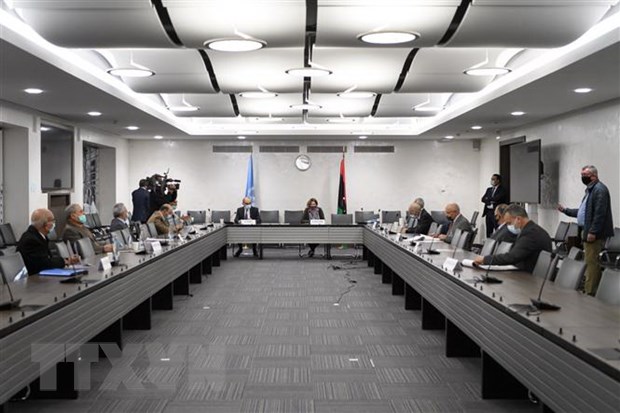  Các phe đối địch chính tại Libya tham gia cuộc đàm phán tại Geneva, Thụy Sĩ ngày 20-10-2020. (Ảnh: AFP/TTXVN)
