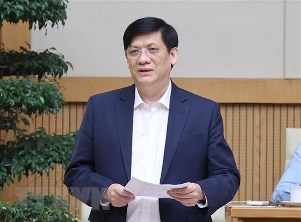 Bộ trưởng Bộ Y tế Nguyễn Thanh Long phát biểu tại cuộc họp. (Ảnh: Thống Nhất/TTXVN)