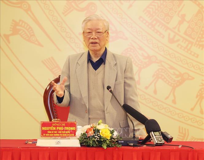 Tổng Bí thư, Chủ tịch nước Nguyễn Phú Trọng phát biểu chỉ đạo hội nghị. Ảnh: Trí Dũng/TTXVN