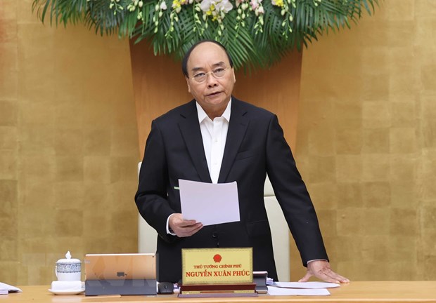 Thủ tướng Nguyễn Xuân Phúc phát biểu tại cuộc họp. (Ảnh: Thống Nhất/TTXVN)