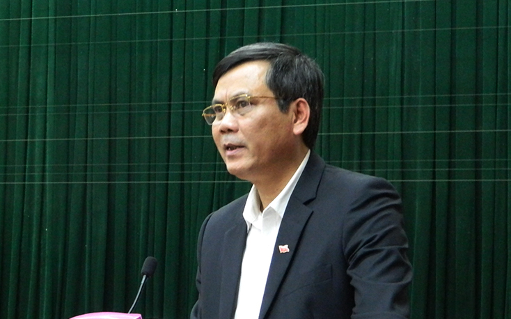Đồng chí Phó Bí thư Tỉnh uỷ, Chủ tịch UBND tỉnh Trần Thắng phát biểu kết luận cuộc họp.