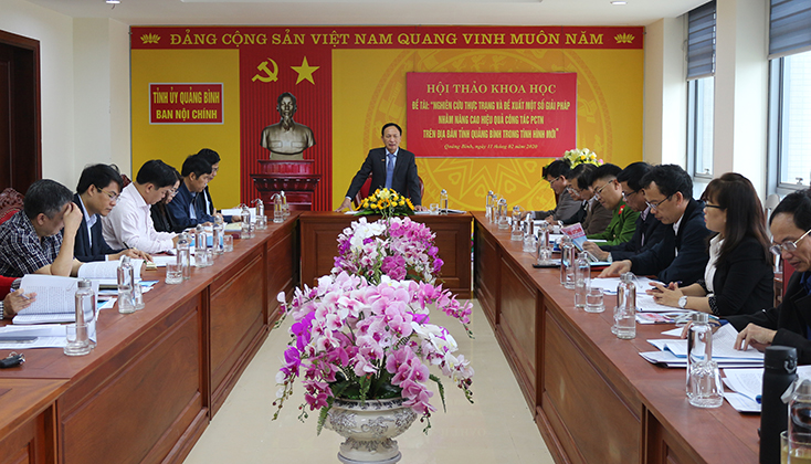 Dưới sự chủ trì của đồng chí Phó Bí thư Thường trực Tinh ủy, Chủ tịch HĐND tỉnh Trần Hải Châu, nguyên Trưởng ban Nội chính Tỉnh ủy, Ban Nội chính Tỉnh ủy tổ chức Hội thảo khoa học nhằm đẩy mạnh công tác PCTN trong tình hình mới .