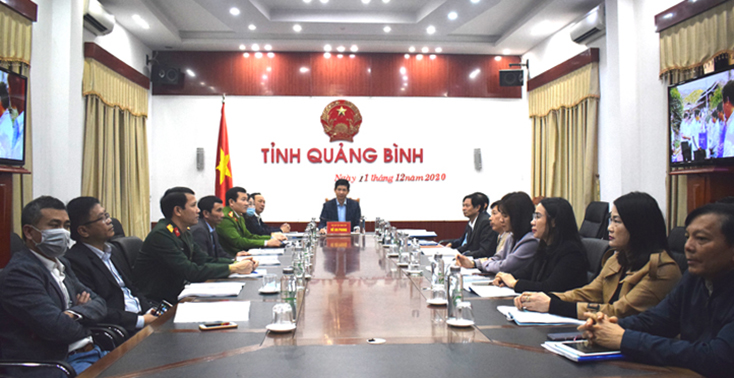 Các đại biểu tham dự hội nghị trực tuyến toàn quốc tổng kết công tác giảm nghèo, giai đoạn 2016-2020 tại điểm cầu tỉnh Quảng Bình