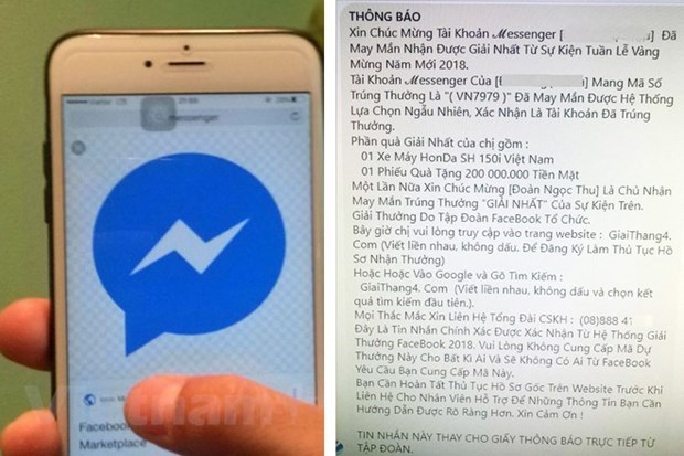 Kẻ gian lợi dụng sự phổ biến của Facebook tại Việt Nam để phát tán thông tin lừa đảo. (Ảnh: Vietnam+)