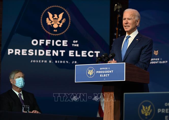 Tổng thống đắc cử Mỹ Joe Biden phát biểu tại Wilmington, Delaware, ngày 11-12-2020. Ảnh: AFP/TTXVN