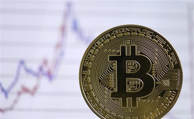 Hình ảnh mô phỏng đồng Bitcoin. (Ảnh: AFP/TTXVN)