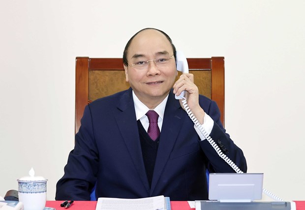Thủ tướng Nguyễn Xuân Phúc điện đàm với Tổng thống Hoa Kỳ Donald Trump. (Ảnh: Thống Nhất/TTXVN)