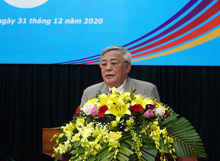 Đồng chí Nguyễn Văn Nhượng, nguyên Phó trưởng đoàn ĐBQH khóa XI và khóa XII phát biểu tại lễ kỷ niệm