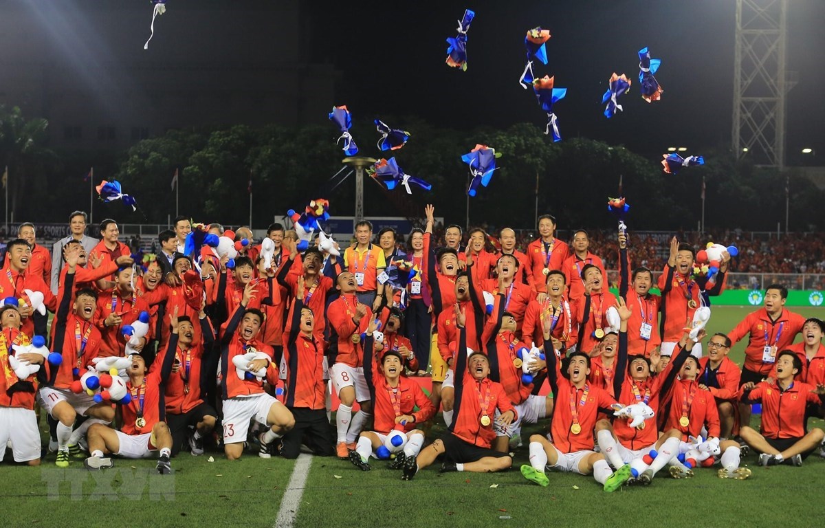 U22 Việt Nam giành Huy chương vàng SEA Games 30 tại Philippines. (Ảnh: TTXVN)