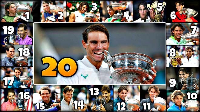 Nadal cân bằng kỷ lục 20 chức vô địch Grand Slam của Federer