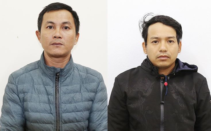 Hai đối tượng Nguyễn Hải Sinh và Võ Xuân Đỉnh tại cơ quan điều tra