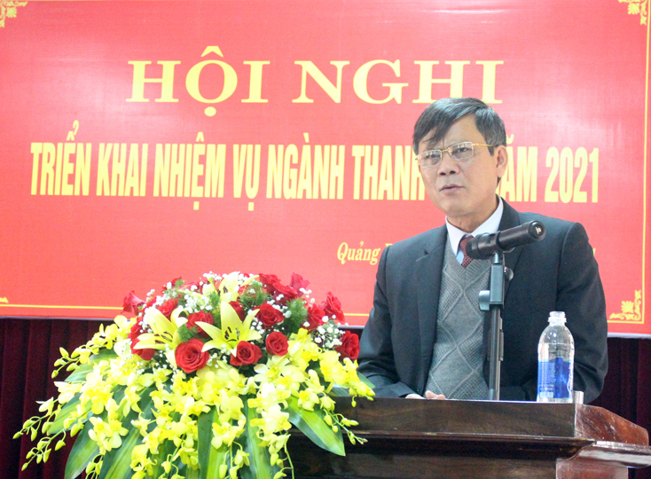 Đồng chí Phó Bí thư Tỉnh ủy, Chủ tịch UBND tỉnh phát biểu chỉ đạo tại hội nghị triển khai nhiệm vụ của ngành thanh tra.