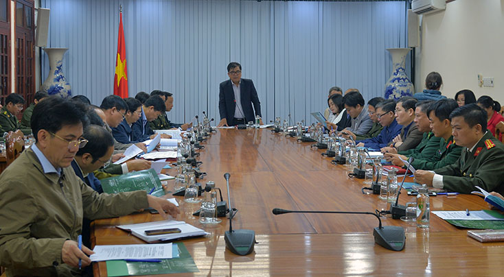 Đồng chí Phó Chủ tịch Thường trực UBND tỉnh Đoàn Ngọc Lâm phát biểu kết luận hội nghị.