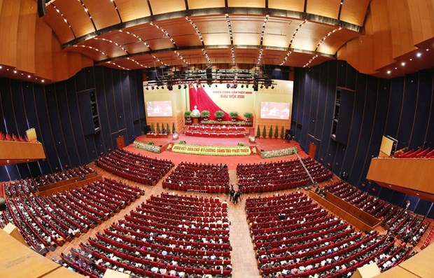 Toàn cảnh phiên thảo luận các văn kiện Đại hội XIII của Đảng tại hội trường Trung tâm Hội nghị Quốc gia, sáng 28-1-2021. (Ảnh: TTXVN)