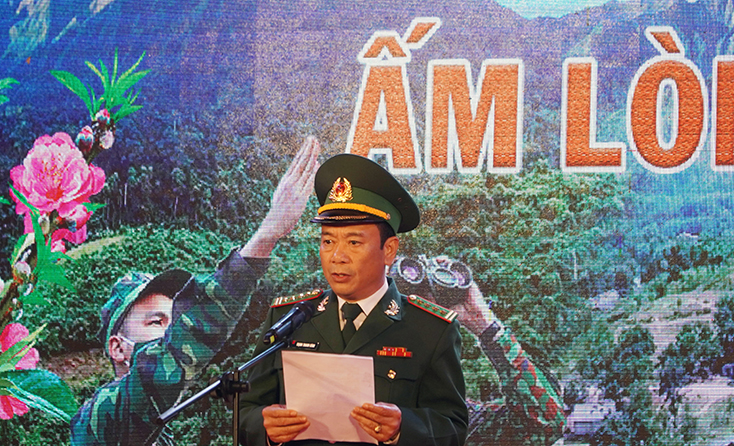 Đại tá Trịnh Thanh Bình, Chỉ huy trưởng Bộ Chỉ huy Bộ đội Biên phòng tỉnh phát biểu tại chương trình