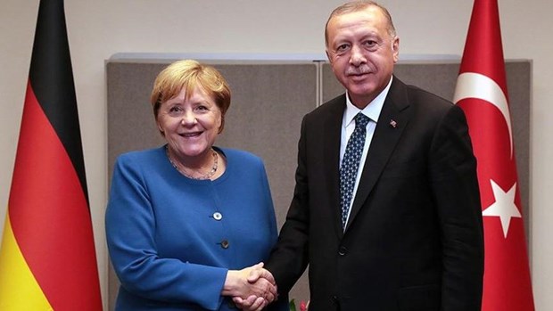 Thủ tướng Đức Angela Merkel và Tổng thống Thổ Nhĩ Kỳ Recep Tayyip Erdogan. (Nguồn: sozcu.com.tr)