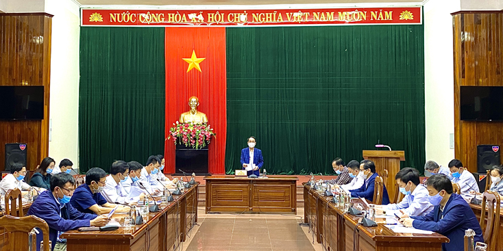 Đồng chí Phó Chủ tịch UBND tỉnh Phan Mạnh Hùng phát biểu kết luận buổi họp. 