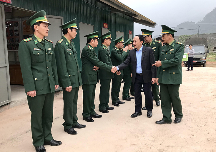 Đồng chí Phó Bí thư Thường trực Tỉnh ủy Trần Hải Châu gặp gỡ cán bộ, chiến sỹ ĐBP CKQTCL.