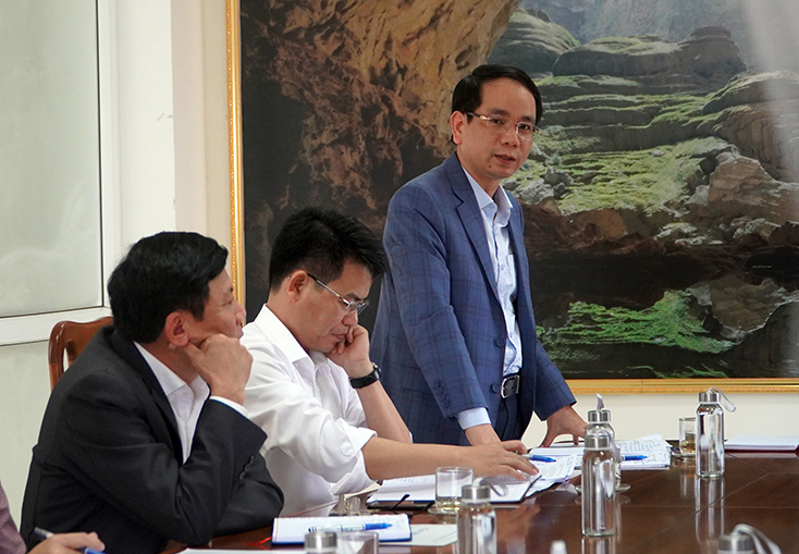 Đồng chí Phan Mạnh Hùng, Tỉnh ủy viên, Phó Chủ tịch UBND tỉnh phát biểu tại buổi làm việc. 