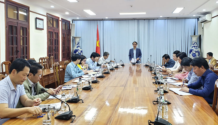 Đồng chí Phó Chủ tịch UBND tỉnh Phan Mạnh Hùng phát biểu kết luận buổi làm việc.