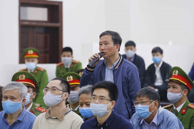 Bị cáo Trịnh Xuân Thanh khai báo trước Hội đồng xét xử phiên xét xử. (Ảnh: Doãn Tấn/TTXVN)