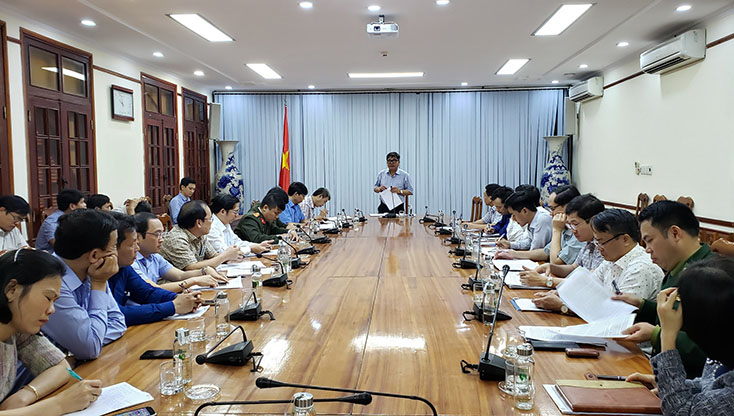 Đồng chí Phó Chủ tịch Thường trực UBND tỉnh Đoàn Ngọc Lâm phát biểu chỉ đạo tại cuộc họp.