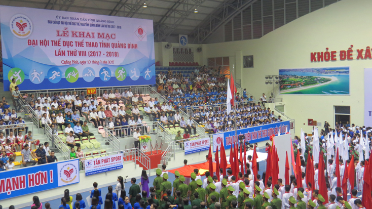 Trang trọng lễ khai mạc Đại hội TD-TT tỉnh Quảng Bình lần thứ VIII, năm 2017-2018.