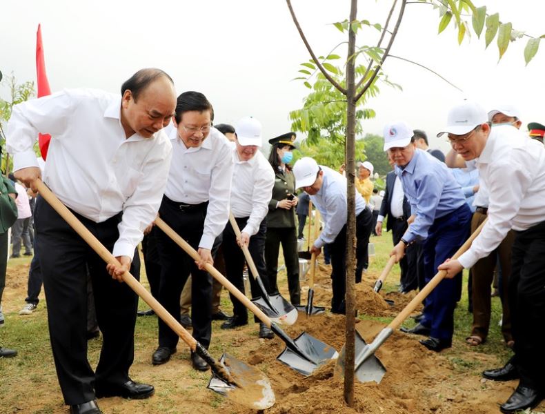  Thủ tướng cùng các đại biểu trồng cây ở Khu di tích lịch sử quốc gia Truông Bồn.