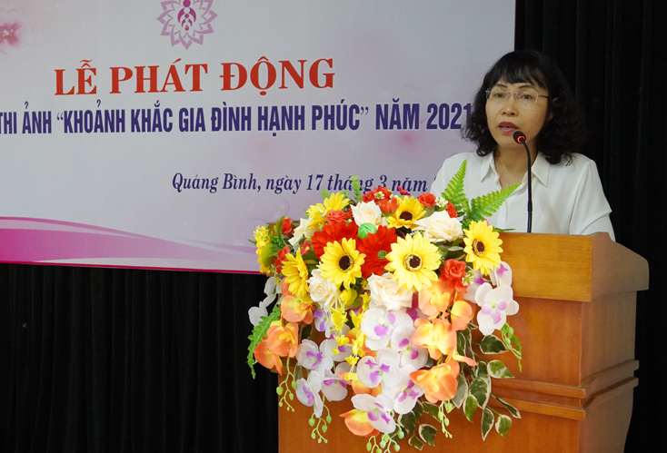 Giám đốc Sở Văn hóa và Thể thao Nguyễn Thị Bích Thủy phát biểu tại lễ phát động