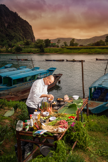 Được thưởng thức ẩm thực do Master Chef Phạm Tuấn Hải chế biến từ các sản vật địa phương đã thu hút Sam Nguyễn.