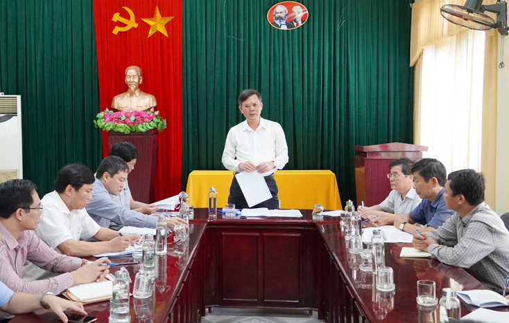 Đồng chí Chủ tịch UBND tỉnh Trần Thắng phát biểu tại buổi làm việc.