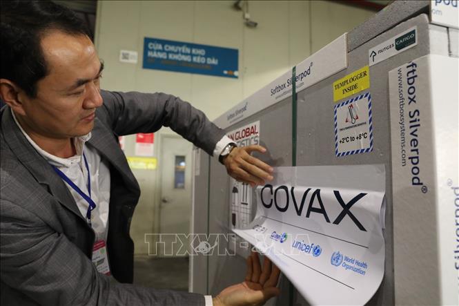  Sáng 1-4-2021, lô vaccine phòng COVID-19 đầu tiên của AstraZeneca do COVAX Facility cung cấp gồm 811.200 liều đã về đến sân bay Nội Bài (Hà Nội) và được chuyển đến Viện Vệ sinh Dịch tễ Trung ương bảo quản, sau đó Bộ Y tế sẽ điều phối phân bổ vaccine để tiêm. Ảnh: Minh Quyết/TTXVN