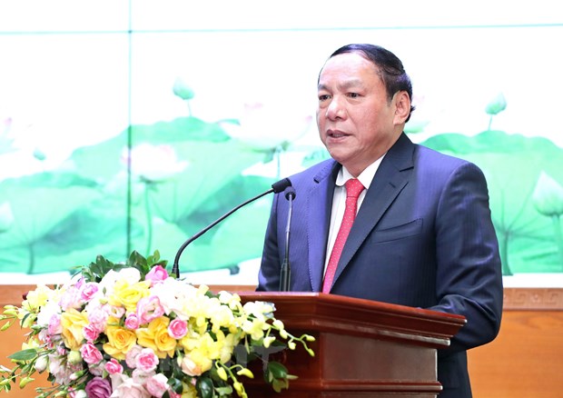  Bộ trưởng Nguyễn Văn Hùng phát biểu tại buổi lễ. Ảnh: Trần Huấn/Vietnam+)