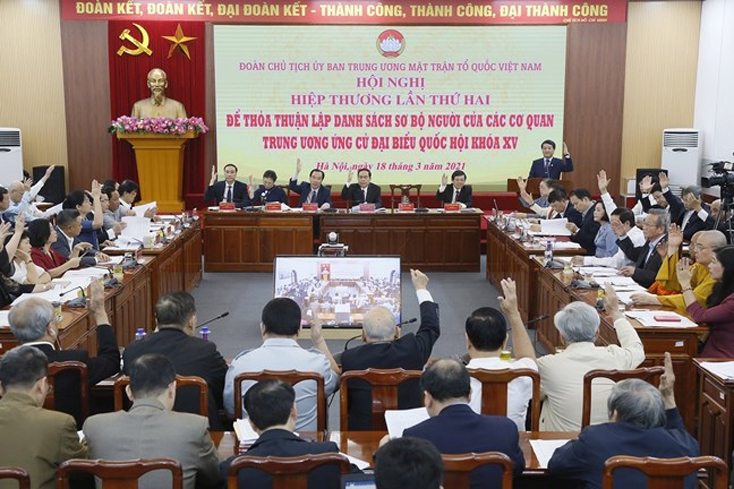 Đoàn Chủ tịch Uỷ ban Trung ương MTTQ Việt Nam tổ chức Hội nghị Hiệp thương lần thứ hai . (Ảnh: NK)