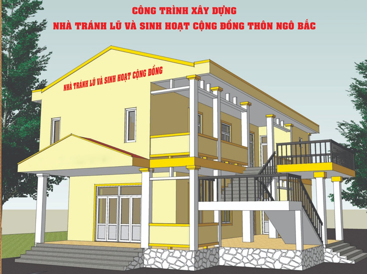 Bản thiết kế nhà vượt lũ và sinh hoạt cộng đồng tại thôn Ngô Bắc