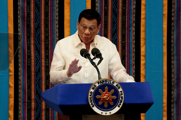 Tổng thống Philippines Rodrigo Duterte phát biểu tại một sự kiện năm 2019. Ảnh: Reuters