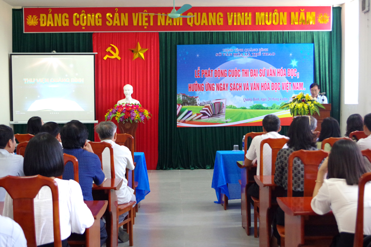 Đại diện lãnh đạo Sở Văn hóa và Thể thao phát động vòng sơ khảo cuộc thi Đại sứ Văn hóa đọc năm 2021.